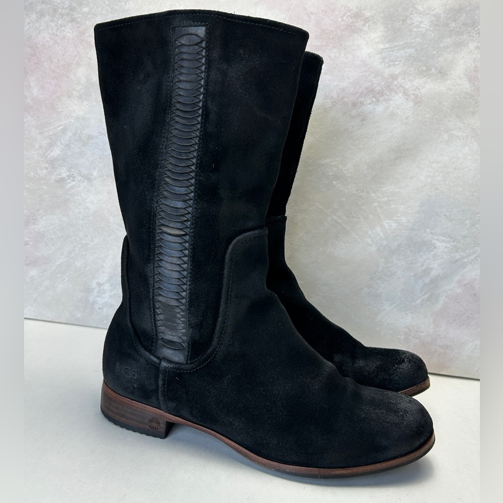 UGG Australia Annisa Suede Leather‎ Genuine Sheep Skin Black Boots
